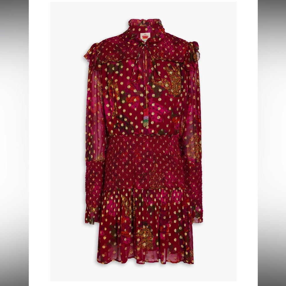 FARM RIO
Bead-embellished printed fil coupé mini dress size medium